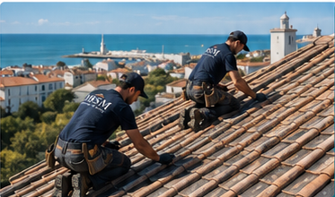 Chantier de couverture DBSM sur toiture en tuiles à Royan Chantier de couverture DBSM sur toiture en tuiles à Royan